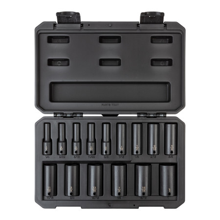 TEKTON 3/8 Inch Drive Deep 6-Point Impact Socket Set with Case, 15-Piece (1/4-1 in.) SID91301